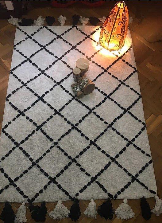 Alfombra Infantil Algodón 100% Lavable Tanger Aratextil Blanco/Negro - Nanetes #